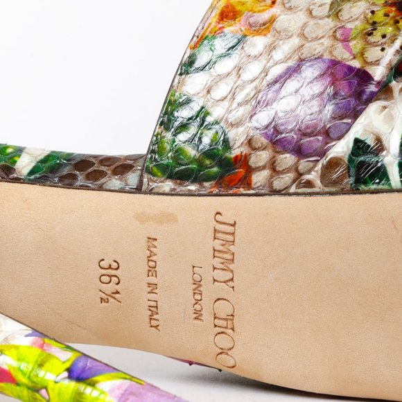 Jimmy Choo Floral Python Platform Sandals - Picture 5 of 10